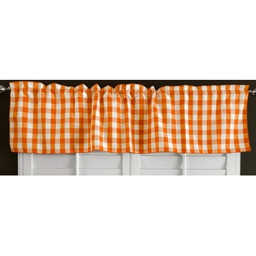 poplin gingham checkered window valance 58 wide orange