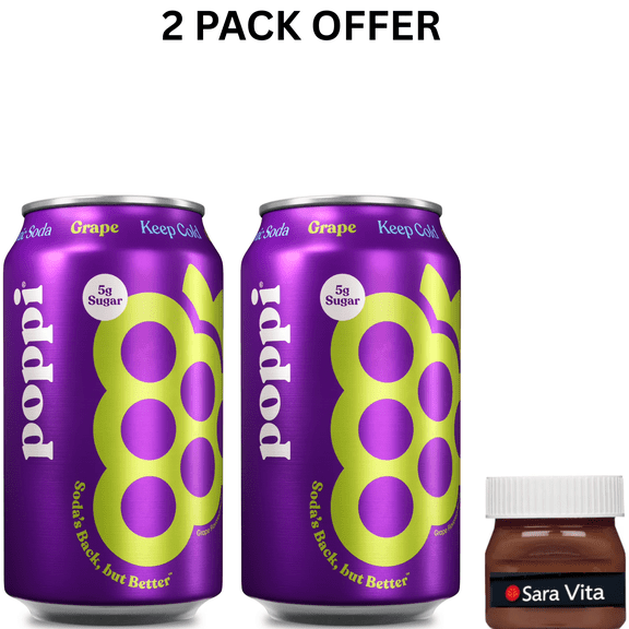 poppi Grape Prebiotic Soda Cold, 12 fl oz Can, Single Can