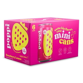 poppi Strawberry Lemon Prebiotic Soda Mini Can, 7.5 fl oz, 6 Pack Cans