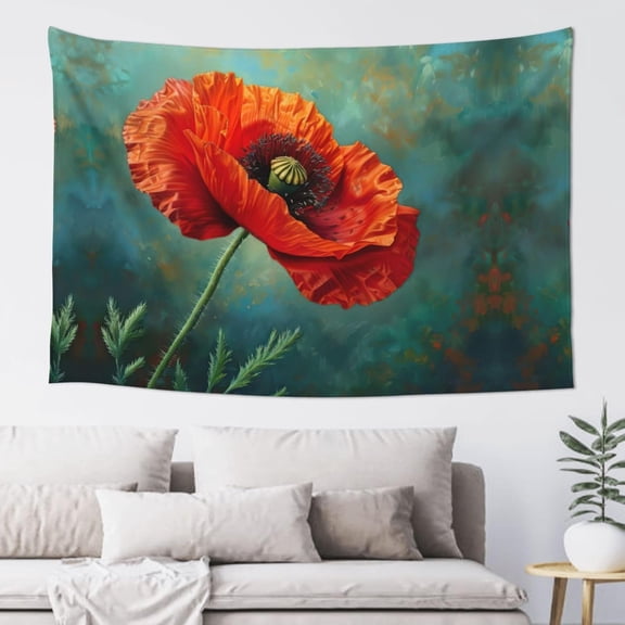 poppy flower Printed Wall Hanging Sign, Vibrant Art Tapestry For Spring Festival And Seasonal Display