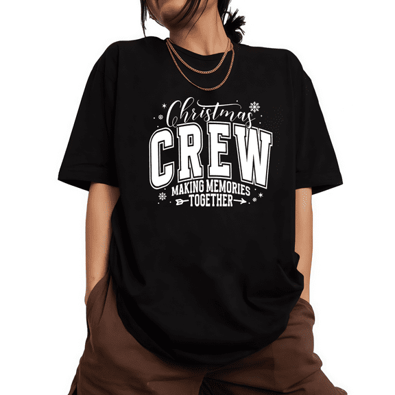 Black Christmas Crew T-Shirt, Simple Matching Family Holiday Gift