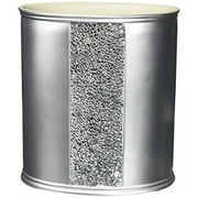 Popular Bath Waste Basket Sinatra Collection Cracked Glass Silver 1-Count 10" H x 8" W x 8" D