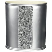 Popular Bath Waste Basket Sinatra Collection Cracked Glass Silver 1-Count 10 H x 8 W x 8 D