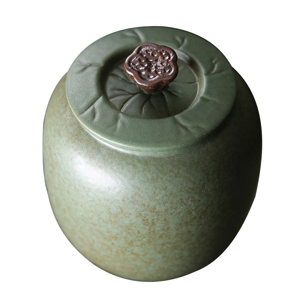 porcelain loose tea tin, coffee container airtight ceramic coffee jar with sealed lid, ceramic sugar coffee airtight container holder ceramic jar ( 3.1 x 3.7 inch, kiln turns green )
