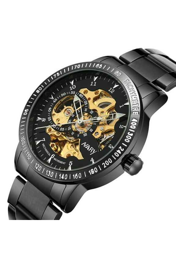 Men Hollow Scratch-resistant Numerals Life Waterproof Automatic Self-Winding Mechanical Watch Business Wristwatch