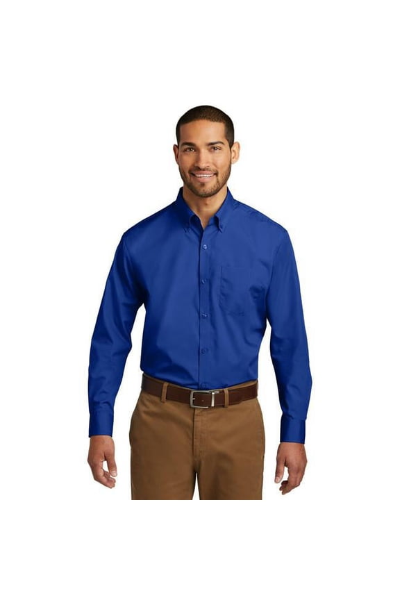 1181173 long sleeve carefree poplin shirt in true royal for w100 - medium