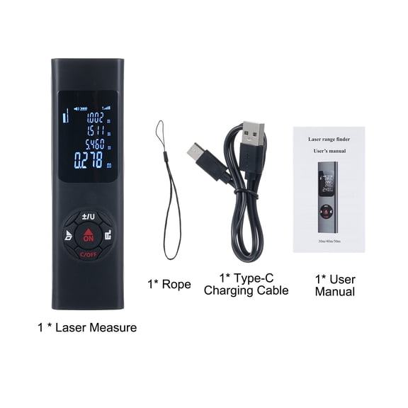 portable Measure Mini Measure High- Distance Meter IP54 Waterproof Measures Distance Area Volume Pythagoras with LCD Backlit