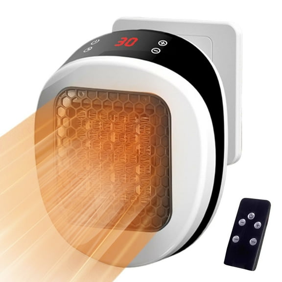 portable Wall Heater, Plug In Heater for bedroom, Small Space Heater with Adjustable Thermostat, 600W Small Wall Outlet Heater with Digital Display Energy Efficient Heater for Living Room