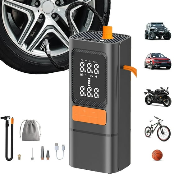 portable air compressor12V DCair pump for car tires150PSIIncrease Speed 5 Times portable inflator air pump with Digital Pressure Gauge/LED Lights for Car/Motorcycle/Bicycle/B