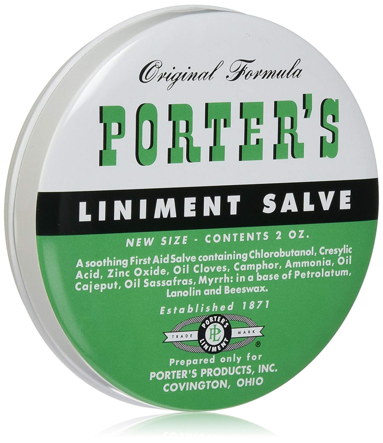 Porter’s Original Formula Liniment Salve First Aid Ointment, Soothing Skin Protectant, 2 oz Tin (Pack of 2)