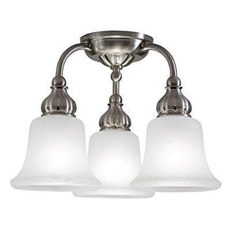 Transitional Brushed Nickel 3-Light Semi Flush Mount with White Glass Shades