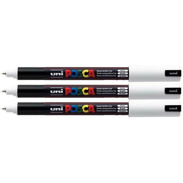 posca Authentic Marker Set, 3 White Professional Grade Paint Markers