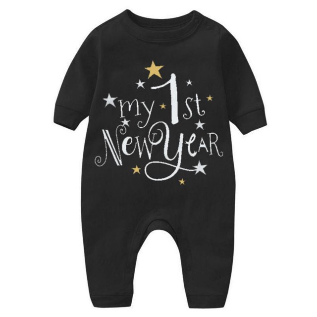 posdfud My First New Year Clothes Newborn Infant Baby Boy Girl New Year Outfits Letter Print
