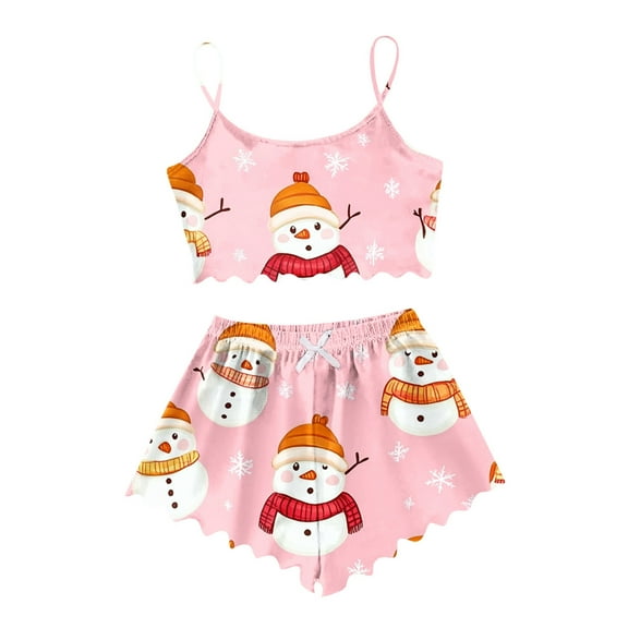 post-surgery recovery pajama sets for women front button hospital sleepwear Ladies' Christmas 2024 Cartoon Snowman Shorts Pajama Set