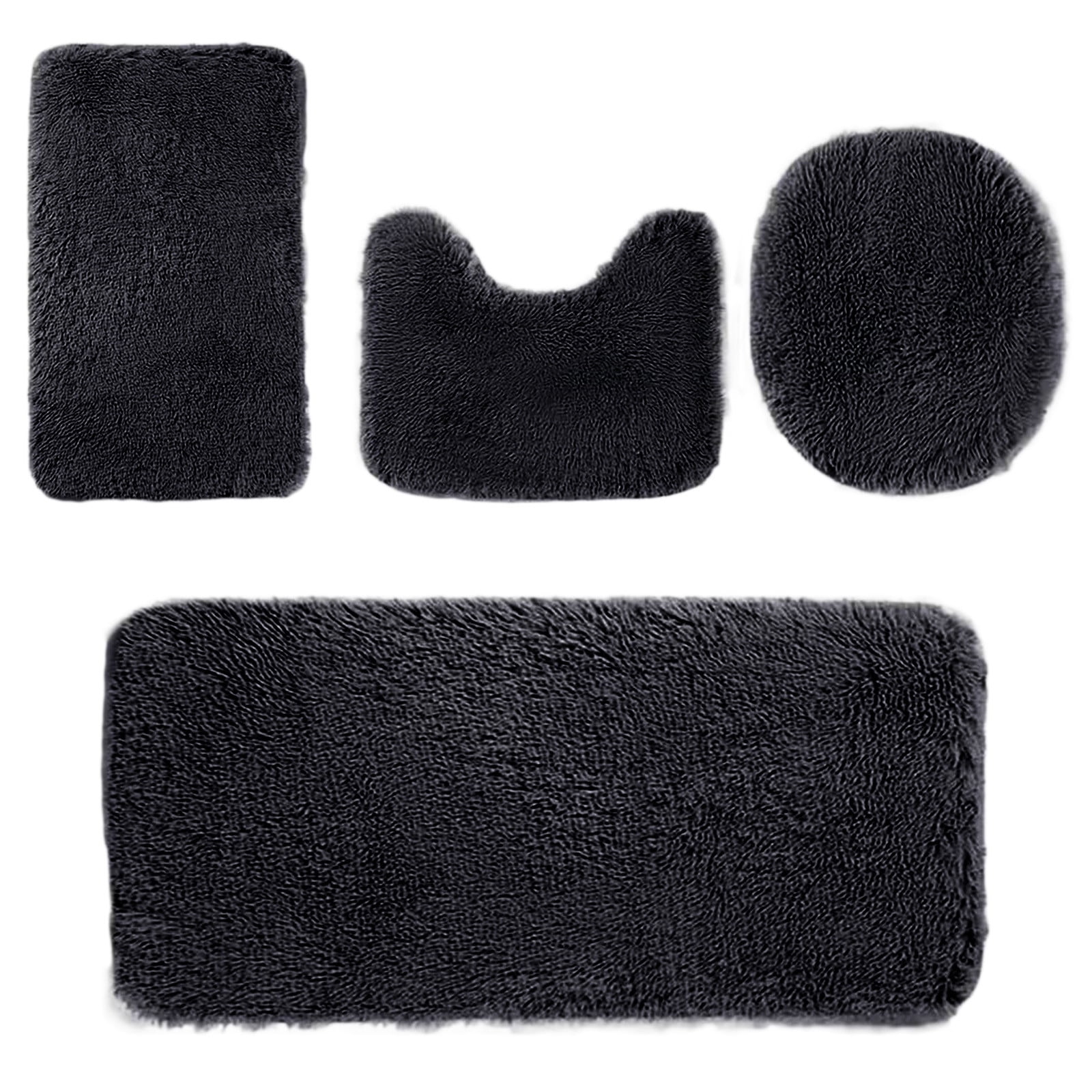 potrochi 4 Piece Bathroom Rug Set, Bath Rug, Contour Mat, Toilet Lid ...