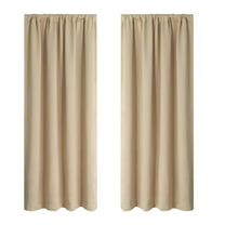 potrochi Blackout Curtains Room Darkening Thermal Insulated Bedroom Curtains Window Curtain Panels, 41.7 x 63 inches Long, Beige Rod Pocket Drapes