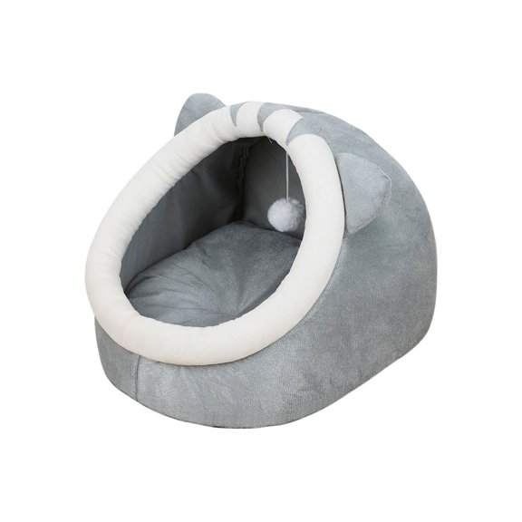 potrochi Cat Beds for Indoor Cats - Cat Cave Bed, Soft Pet Bed for Kitten, Small Dog, Self Warming Burrow Cat Bed, Washable Removable Cushion, Gray