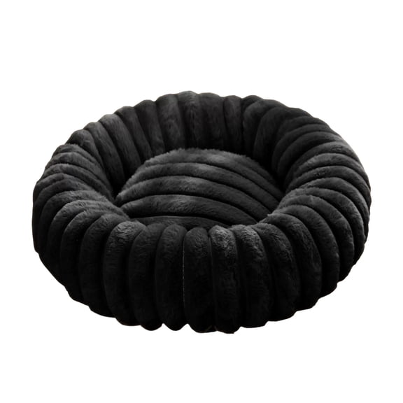 potrochi Cat Beds for Indoor Cats - Small Cat Bed Washable, Round Cat Beds for Indoor Cats, Anti-Slip Round Fluffy Plush Faux Fur Pet Bed, Black