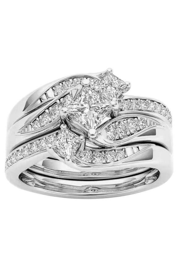 Round Sterling Silver Cubic Zirconia Ring for Women, Platinum Plated Stone Ring, Stackable Round Engagement Ring, Cubic Zirconia Jewelry for Wedding, Anniversary, Birthday