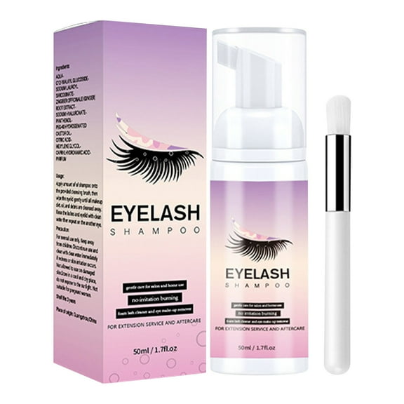 potrochi Eyelash Extension Shampoo + Brush / 1.69 fl.oz / 50ml / Eyelid Foaming Cleanser/Wash for Extensions & Natural Lashes/Safe Makeup Remover/Supplies for Professional & Home Use
