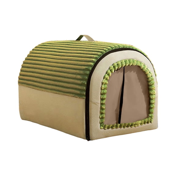 potrochi Indoor Dog House, Cute Small Dog Cave Bed with Door Curtain Design, Dog House, Portable Puppy House for Dogs, Pet Tent & Cave Bed, Green