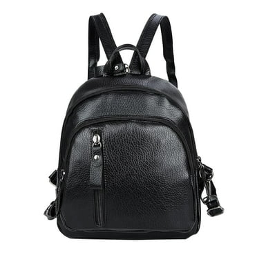 potrochi Leather Backpack Purse For Women Black Real Soft Leather Travel Convertible Ladies Shoulder Bag Mini Backpack for Women Light Weight Small Waterproof Backpack Purses Daily Backpack