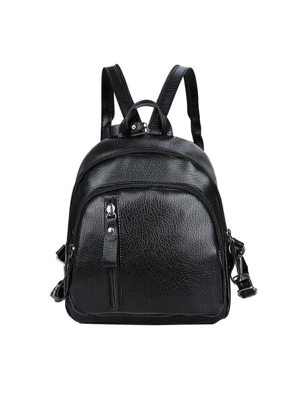 Leather Backpack Purse For Women Black Real Soft Leather Travel Convertible Ladies Shoulder Bag Mini Backpack for Women Light Weight Small Waterproof Backpack Purses Daily Backpack