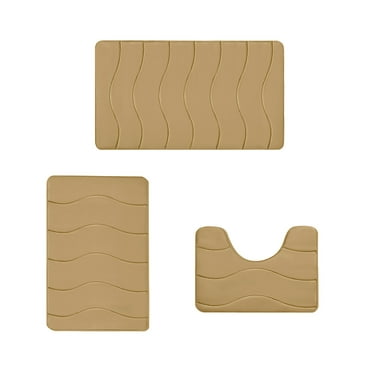 potrochi Memory Foam Bath Mat Set, Bathroom Rugs Sets 3 Pieces, Non Slip Bath Mats for Bathroom, Super Soft and Water Absorbent bath rug set, Machine Washable U Shape Toilet Mats Set