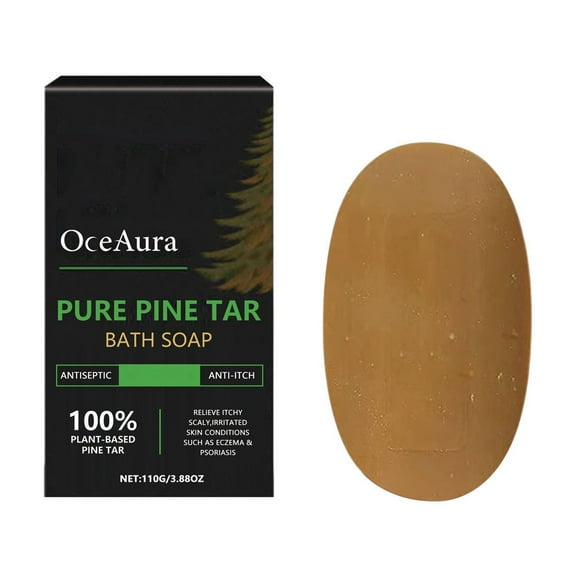 potrochi Pure Pine Tar Bath Soap, Soap for Body Cleaning, Tar Bath Soap, Cleansing Bath Moisturising Cleansing Pores Soothing Redness Bath And Body Soap, Net Weight 110g/Pc