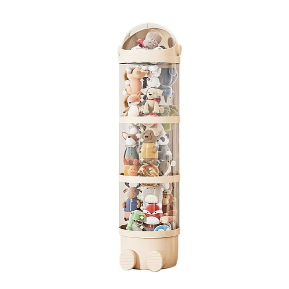 potrochi Stuffed Animal Organizer Plush Toy Storage Organizer with Button, Vertical Clear Storage Tube for Stuffed Animals, Suitable for Kids Toy Organizer Display