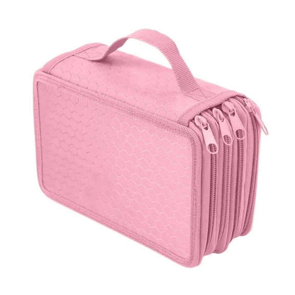 potrochi Zippered Pencil Case, Pencil Case For Colored Pencils - Canvas 72 Slot Pencil Holder with Handle Strap Handy Colored Pencil Box Large, Handy Pencil Holders