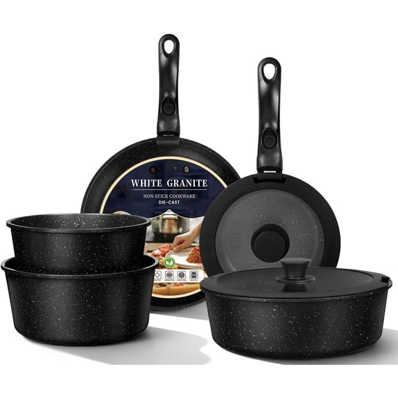 pots and Pans Set, Nonstick Cookware Set Detachable Handle, Induction Kitchen Cookware Sets with Removable Handle, Non Stick RV Cookware Set, Dishwasher & Oven Safe (9 PCS)