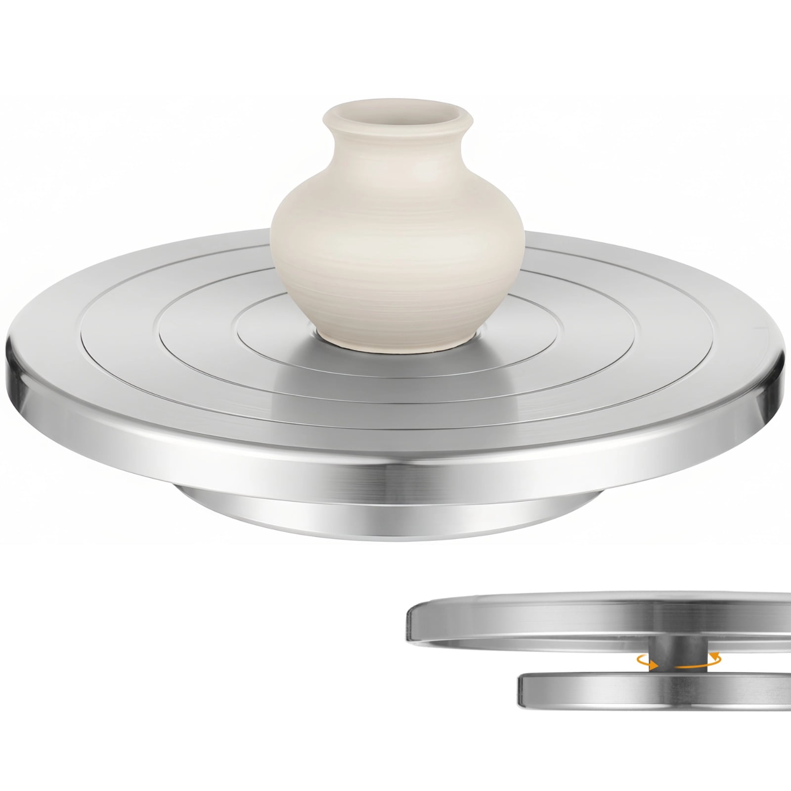 Aluminum Alloy Pottery Turntable, Metal Ceramics Rotating Stand, Double-Sided Sculpting Turntable, Pottery Wheel with 360° Bearing for Clay, Sculpting, Craft Modeling