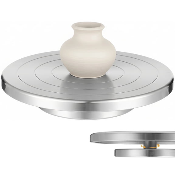 Aluminum Alloy Pottery Turntable, Metal Ceramics Rotating Stand, Double-Sided Sculpting Turntable, Pottery Wheel with 360° Bearing for Clay, Sculpting, Craft Modeling