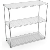 pouseayar 3 Tier NSF Metal Shelf Wire Shelving Unit, 1050lbs Capacity Heavy Duty Adjustable Storage Rack with Shelf Liners for Closet Kitchen Garage Basement, 48" H x 48" L x 18" D - Chrome