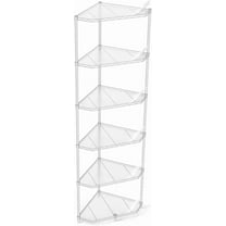 pouseayar 6 Tier Pentagonal Corner Wire Shelving Unit, 600lbs Capacity Heavy Duty Adjustable Storage Rack with Shelf Liners, 72" H x 20" L x 20" D - White