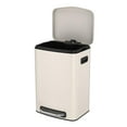 thumbnail image 1 of pouseayar Large Capacity 13 Gallon Stainless Steel Trash Can - Soft Close Lid, Foot Pedal, Durable Construction - Ideal for Kitchen, Office, Commercial Use - White, 1 of 18