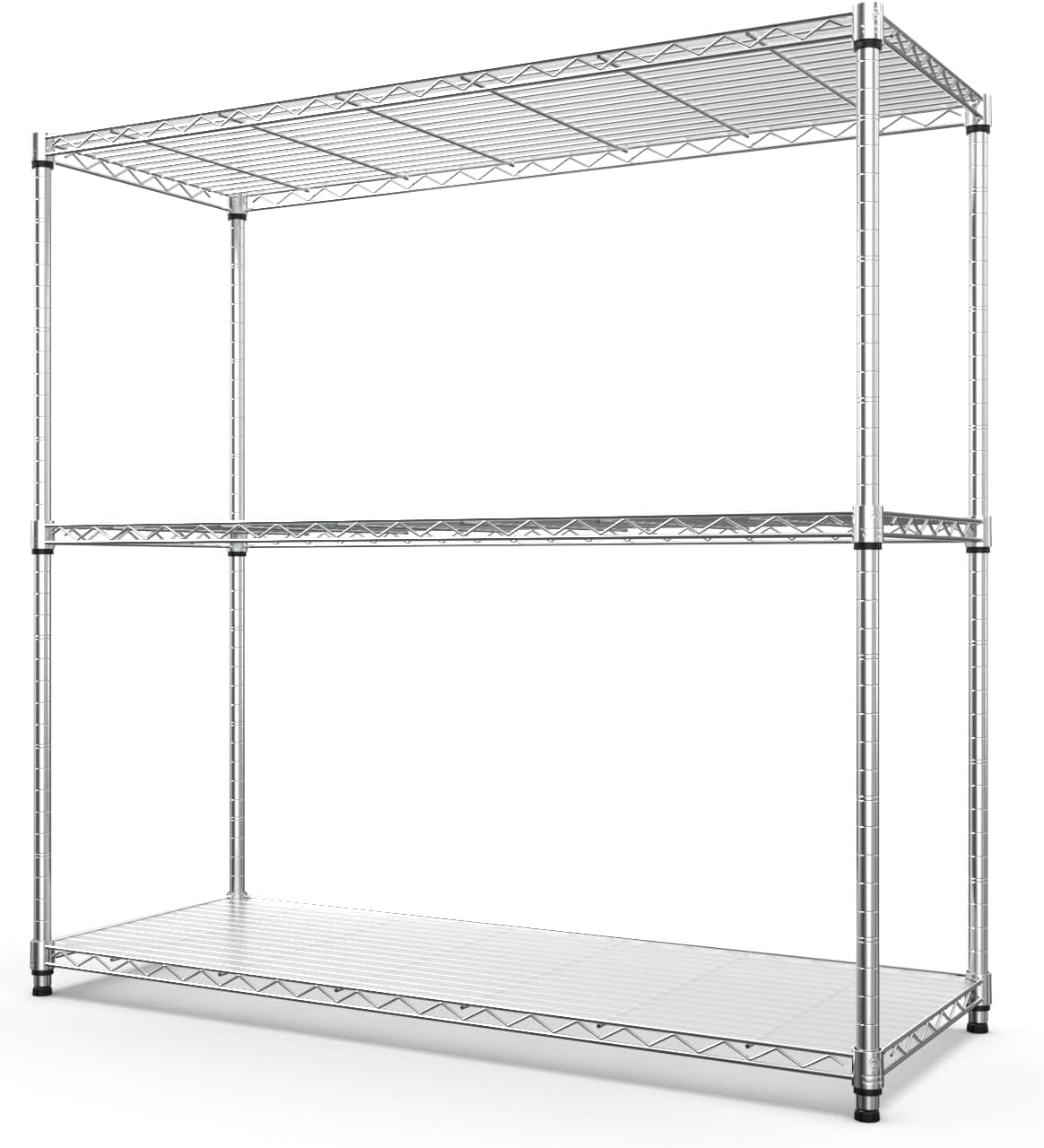 3 Tier Wire Shelving Unit, 1050 LBS NSF Height Adjustable Metal Garage Storage Shelves, Heavy Duty Storage Wire Rack Metal Shelves - Chrome