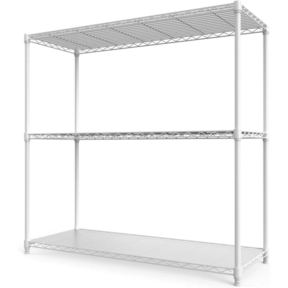 pouseayar Metal Shelf Wire Shelving Unit, 3 Tier NSF 1050lbs Capacity Heavy Duty Adjustable Storage Rack with Shelf Liners for Kitchen Garage Basement, 48" H x 48" L x 18" D - White