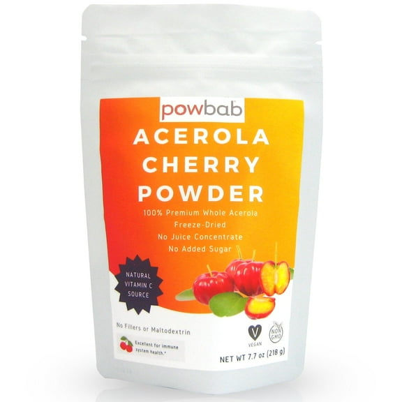 powbab Acerola Cherry Powder - 100% Organic Acerola Vitamin C, 218 servings per bag (7.7 oz)