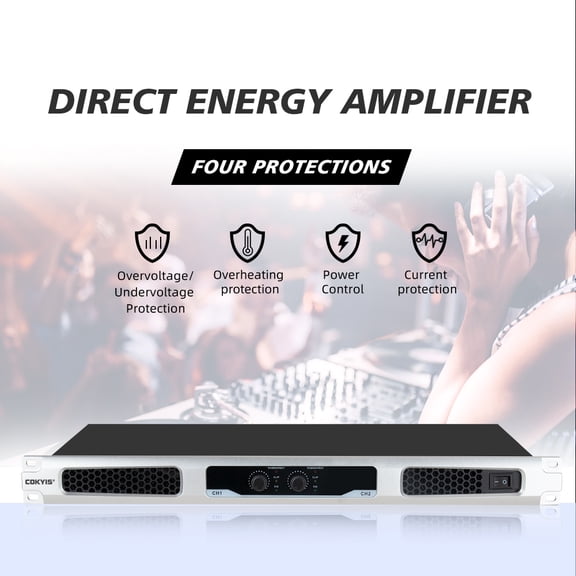 power 2 Channel Power Amplifier Professional Digital Power Amplifier Thin and Lightweight with Cooling Fan for Home Theater Sound Bar Wedding Stage 20Hz-20kHz HIFI Amplifier Audio Output