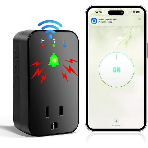 Power Failure Alarm with WIFI, Freezer Power Outage Alarm Sirens, Freezer Alarm with 0-110dB Adjustable LED Indicator12H Alert, outlet alarm power loss,Sump Pumps, Aquarium