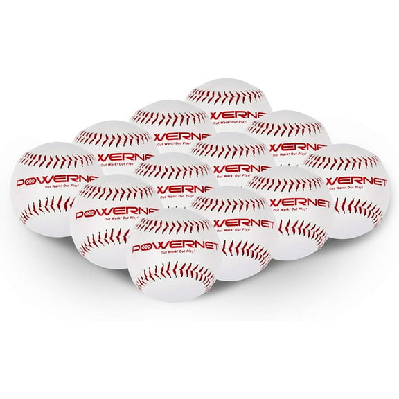 powerNet Practice Softballs | 12 PK Recreation Grade 12" Balls (White Color)