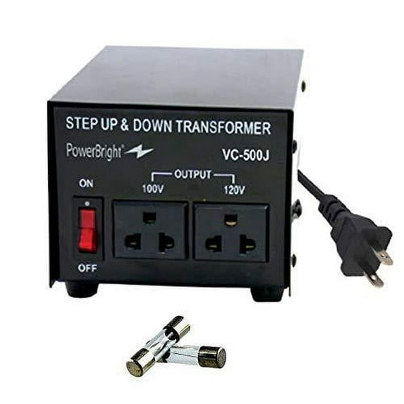 powerbright 500 watts japanese voltage transformers, step up and down japan converter, can be used in 120 volt and 100v countries, convert from 120v to 100v and 100v to 120v