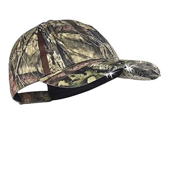 powercap cub4-6410 4 light emitting diode structured camo hat, mossy oak