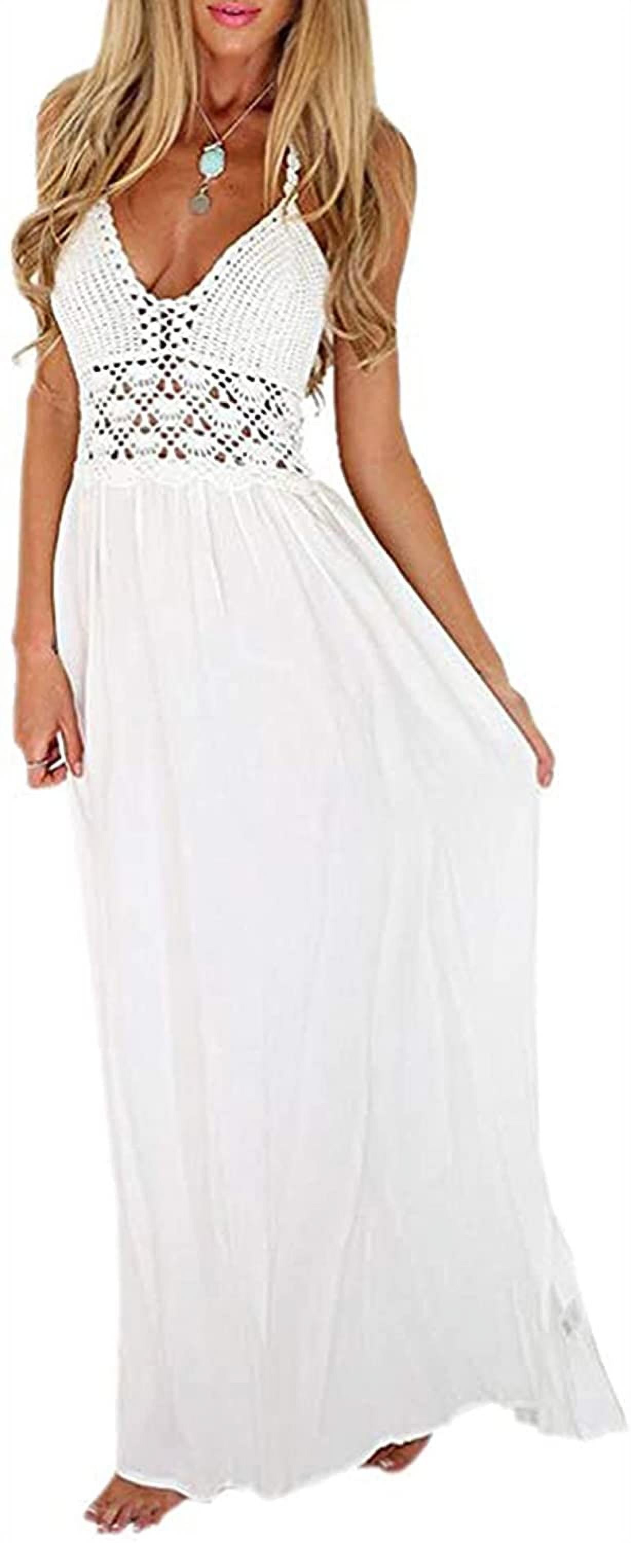 women's beach crochet backless bohemian halter maxi long dress 60s Shift Dress w/ Shark Bite Neckline A Line Dresses American Designer  Chuck Howard Short Sleeve Vintage Sewing Pattern Vogue 1965 B34 main image 1