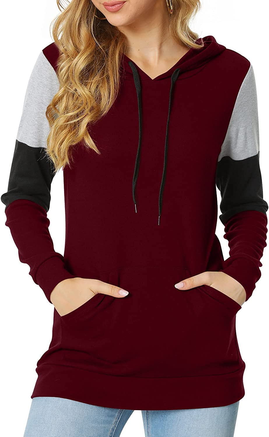 ppyoung Women's Casual Drawstring Pullover Long Sleeve Workout ...