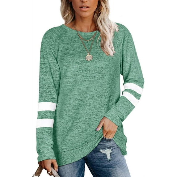 ppyoung Women's Long Sleeve Fall Winter Shirts Crewneck Colorblock Fall Tunic Casual Loose Fitting Tops