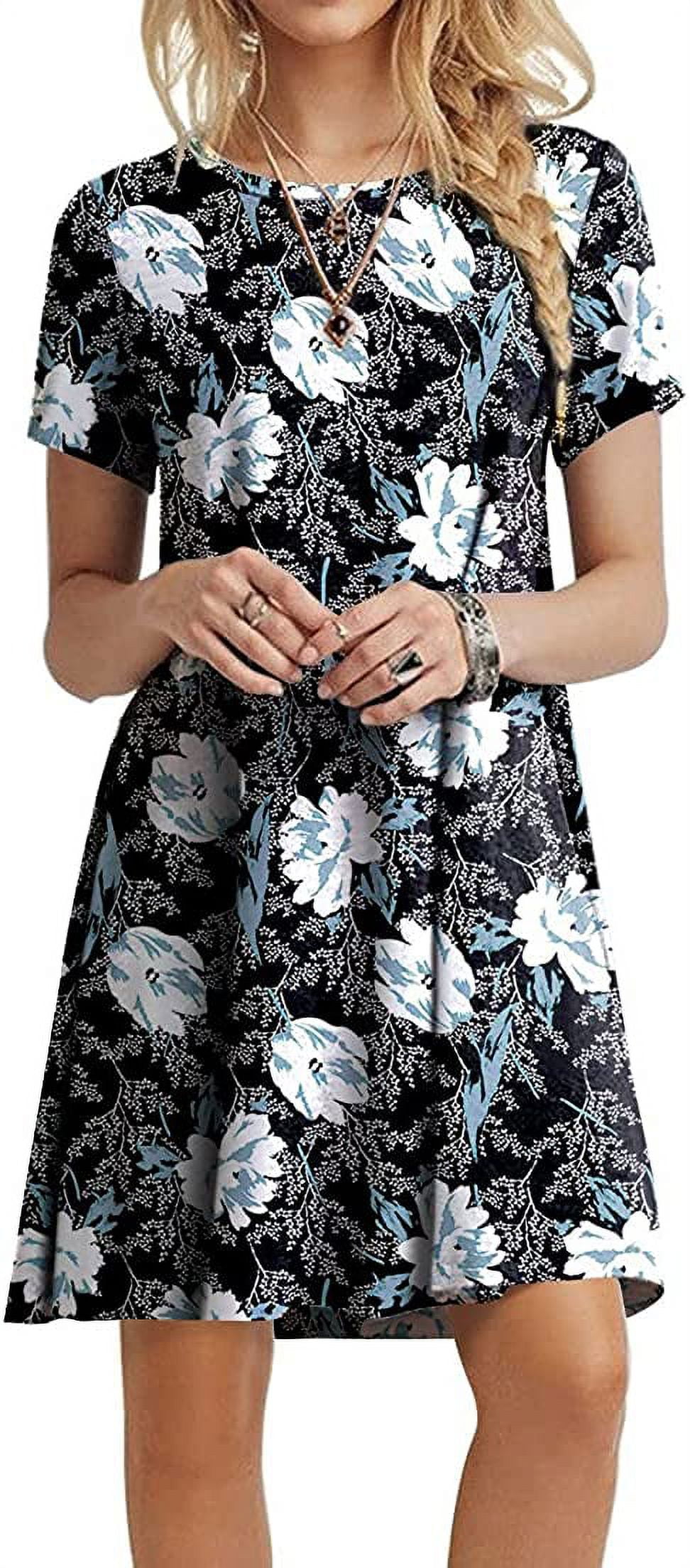 ppyoung Women's Casual Summer Tshirt Dress, Short Sleeve Boho Beach