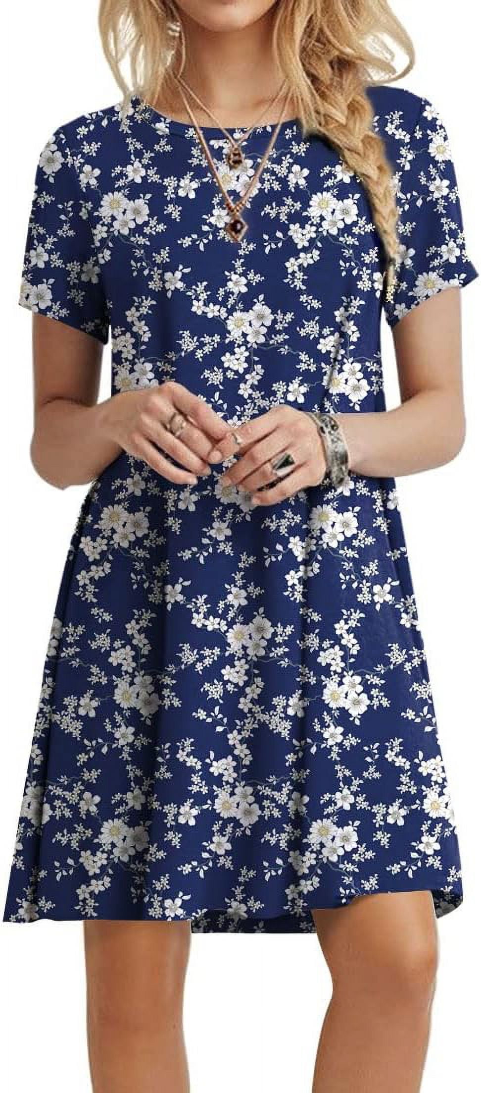 PPYOUNG Women's Summer Casual T-shirt Dresses Short Sleeve Boho Beach Dress